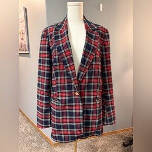 Anne Klein Plaid Blazer | Red & Navy | XL